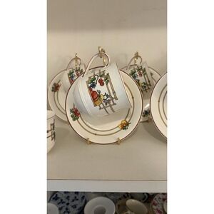 Villeroy & Boch Mon Jardin Coffee Tea Cups & Saucers‎ set of 5 Short 3"